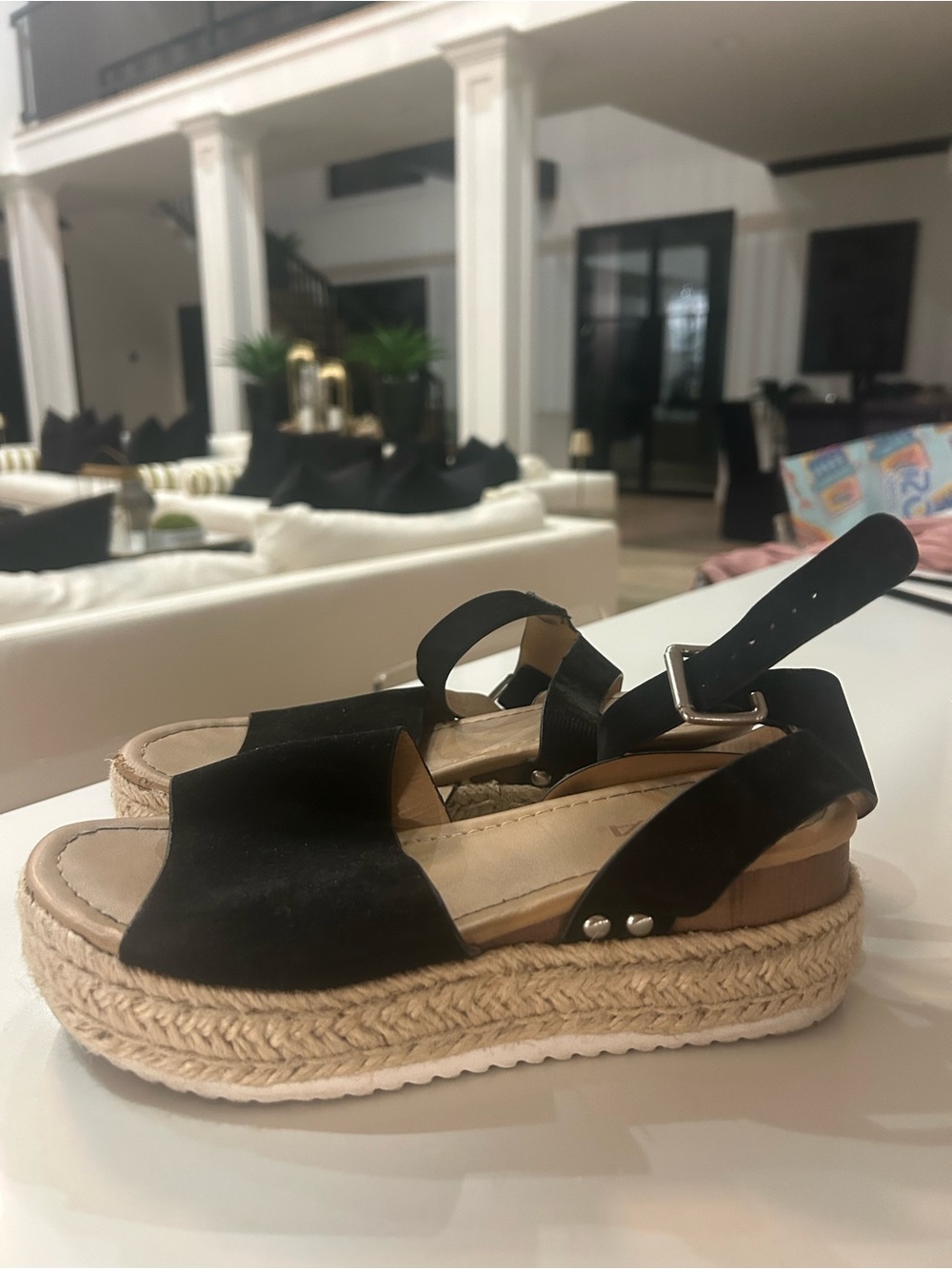 Black Espadrille Platform Sandals - Soda brand